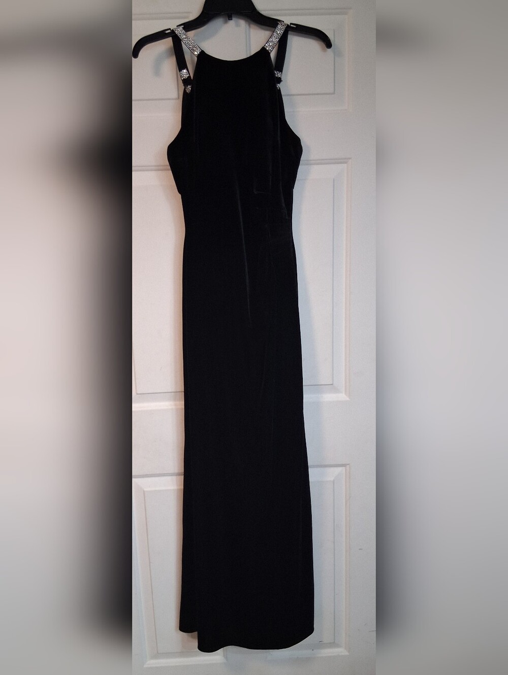 Betsy Adam Elegant Black Velvet Evening Gown Prom Party Formal Dress Diamond 4